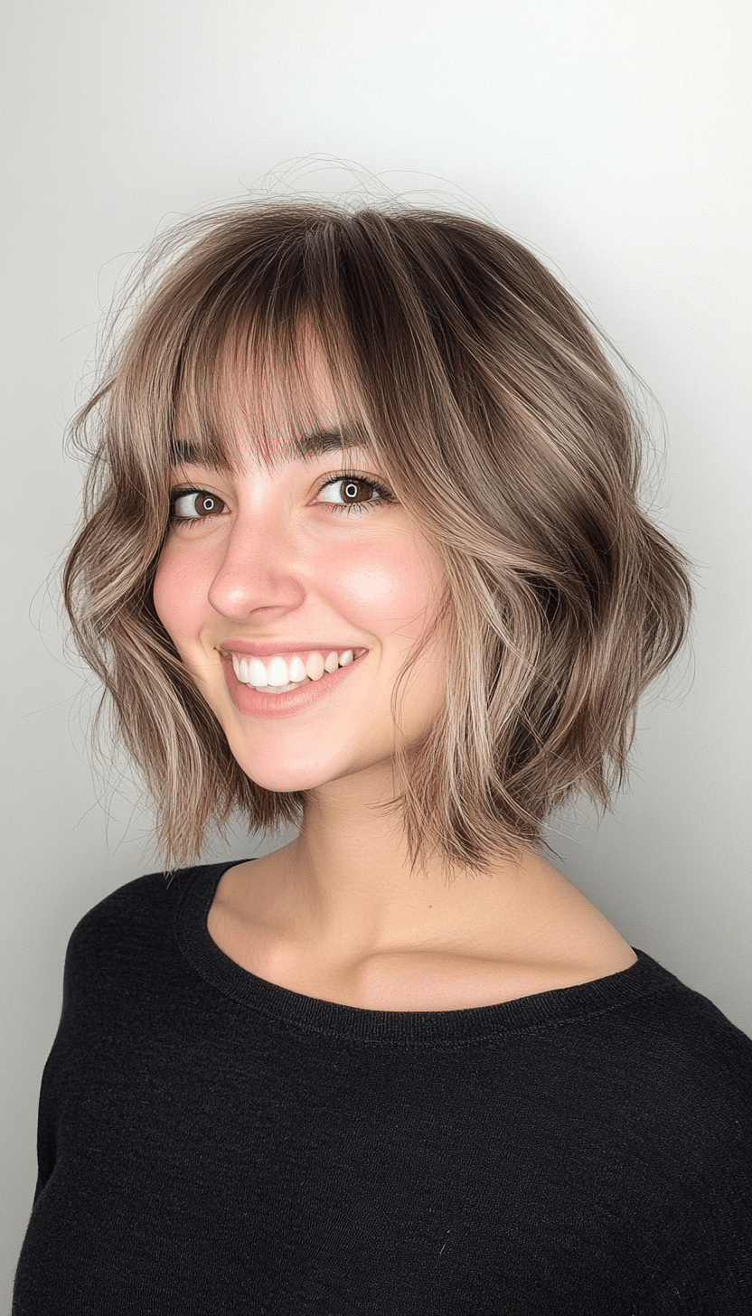 15. Fringed Bob in Light Ash Brown (Medium Bob Hairstyles) - Medium Bob Hairstyles