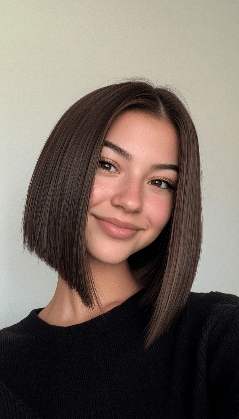 16. Straight Cut Bob in Espresso Brown (Medium Bob Hairstyles) - Medium Bob Hairstyles