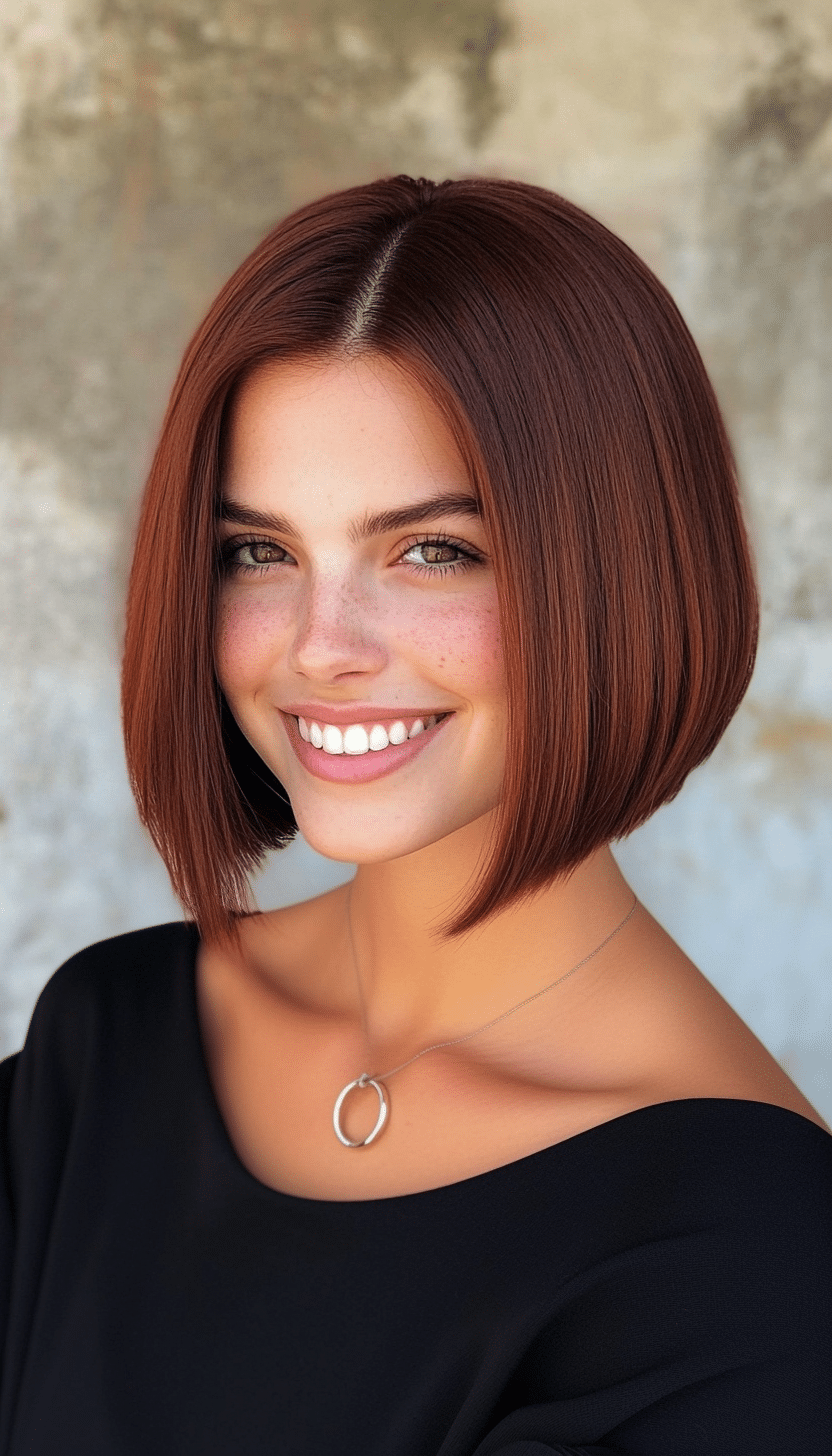 22. A-Line Bob in Warm Mahogany (Medium Bob Hairstyles) - Medium Bob Hairstyles