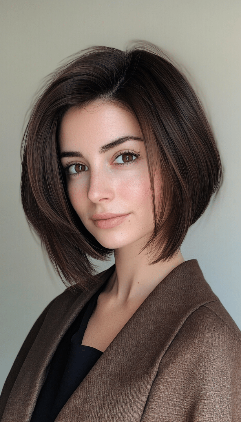 23. Sculpted Bob in Cool Brunette (Medium Bob Hairstyles) - Medium Bob Hairstyles