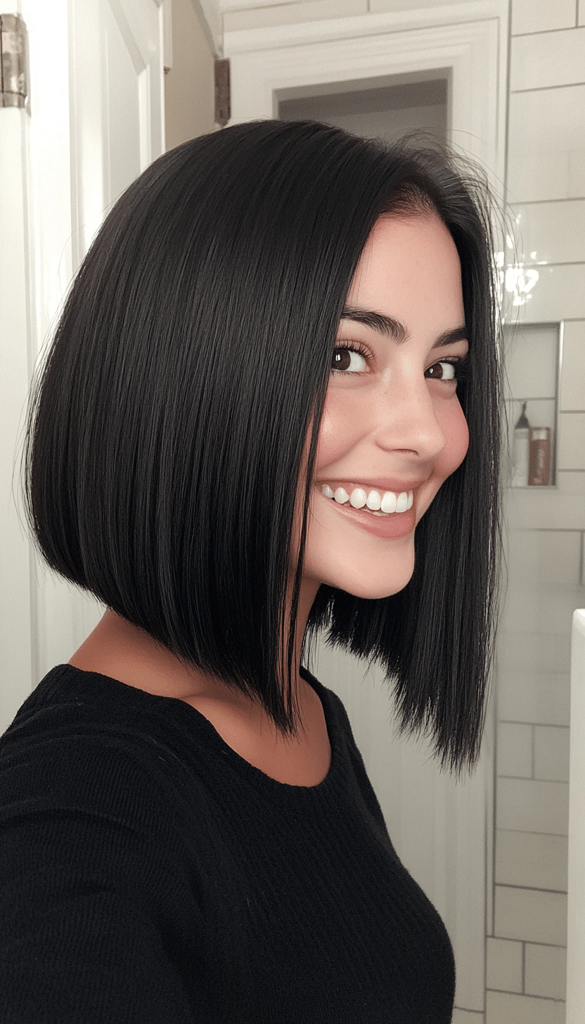 26. Shoulder-Length Bob in Jet Black (Medium Bob Hairstyles) - Medium Bob Hairstyles