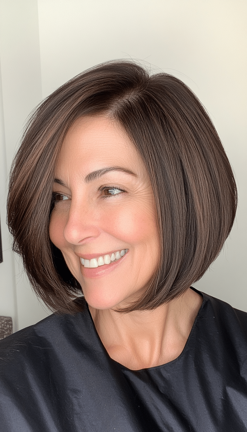 13. Rounded Bob with Dark Brown Base (Haircuts For Women Over 50 With Thin Hair) - Haircuts For Women Over 50 With Thin Hair