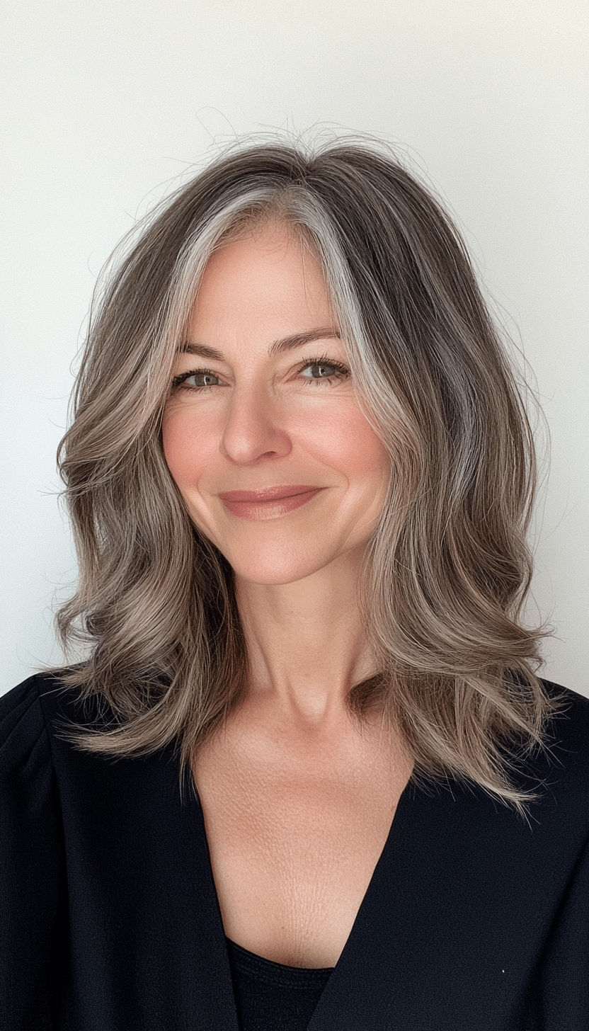 14. Shoulder-Length Layers with Ash Brown Hues (Haircuts For Women Over 50 With Thin Hair) - Haircuts For Women Over 50 With Thin Hair