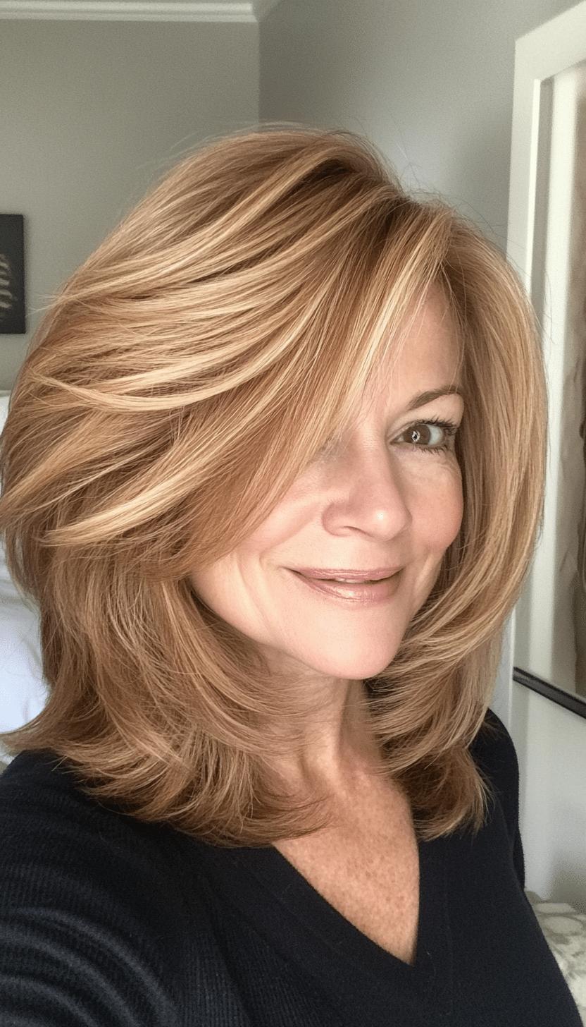 6. Soft Shag in Golden Brown (Hairstyles For Older Women With Thin Hair) - Hairstyles For Older Women With Thin Hair