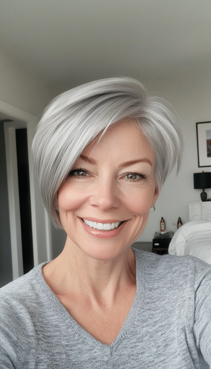 22. Tapered Pixie in Platinum Grey (Hairstyles For Older Women With Thin Hair) - Hairstyles For Older Women With Thin Hair