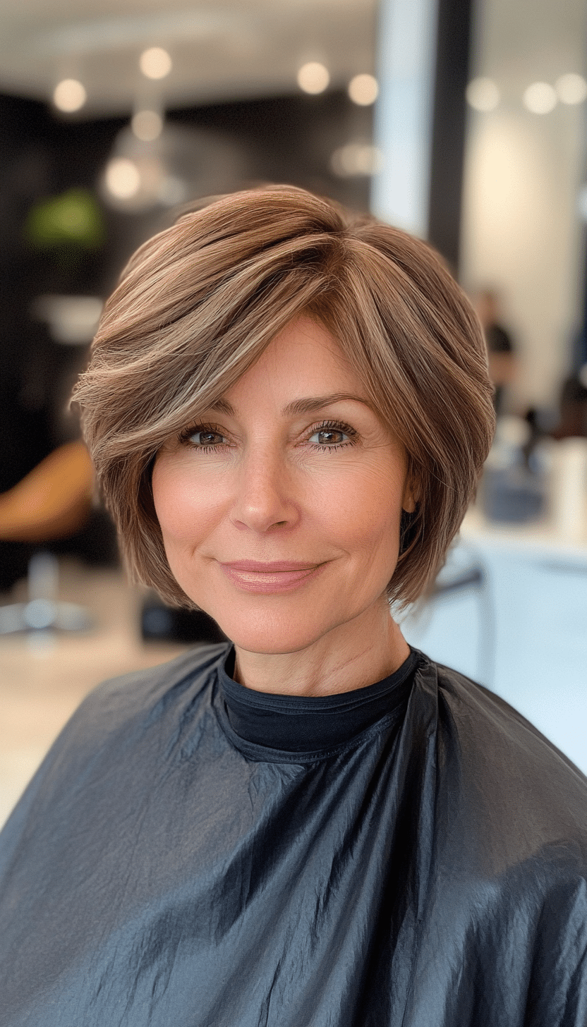 26. Voluminous Crop in Light Chestnut (Hairstyles For Older Women With Thin Hair) - Hairstyles For Older Women With Thin Hair