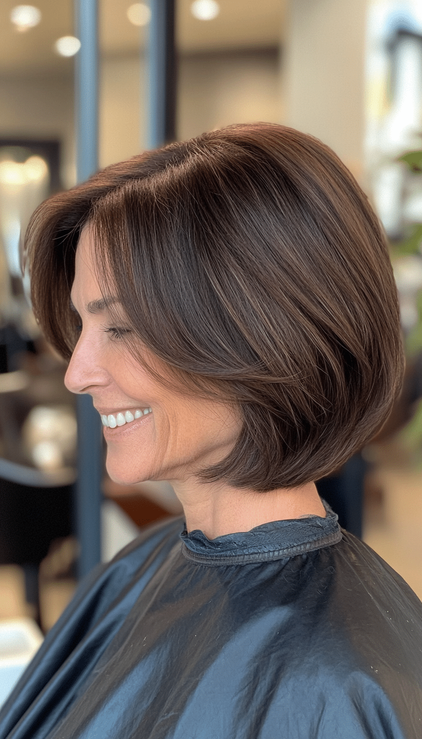 2. Classic Bob in Rich Brunette (Haircuts For Older Women With Thinning Hair) - Haircuts For Older Women With Thinning Hair