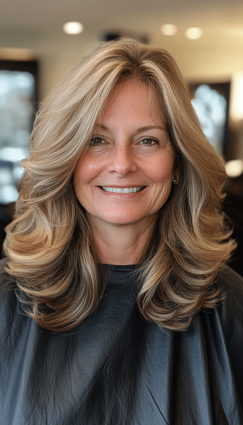 3. Layered Waves in Honey Highlights (Haircuts For Older Women With Thinning Hair) - Haircuts For Older Women With Thinning Hair