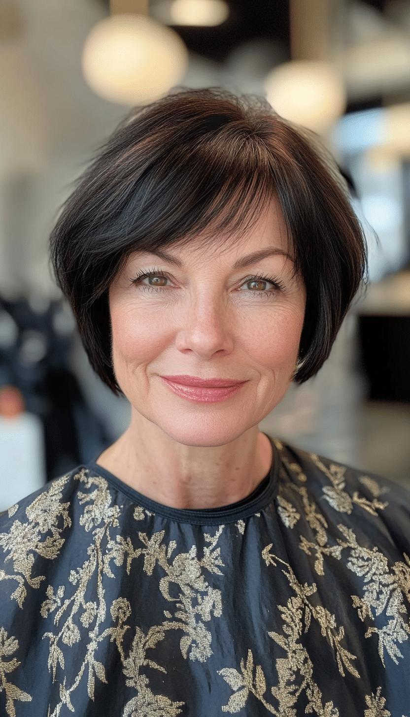 5. Sleek Crop in Jet Black (Haircuts For Older Women With Thinning Hair) - Haircuts For Older Women With Thinning Hair