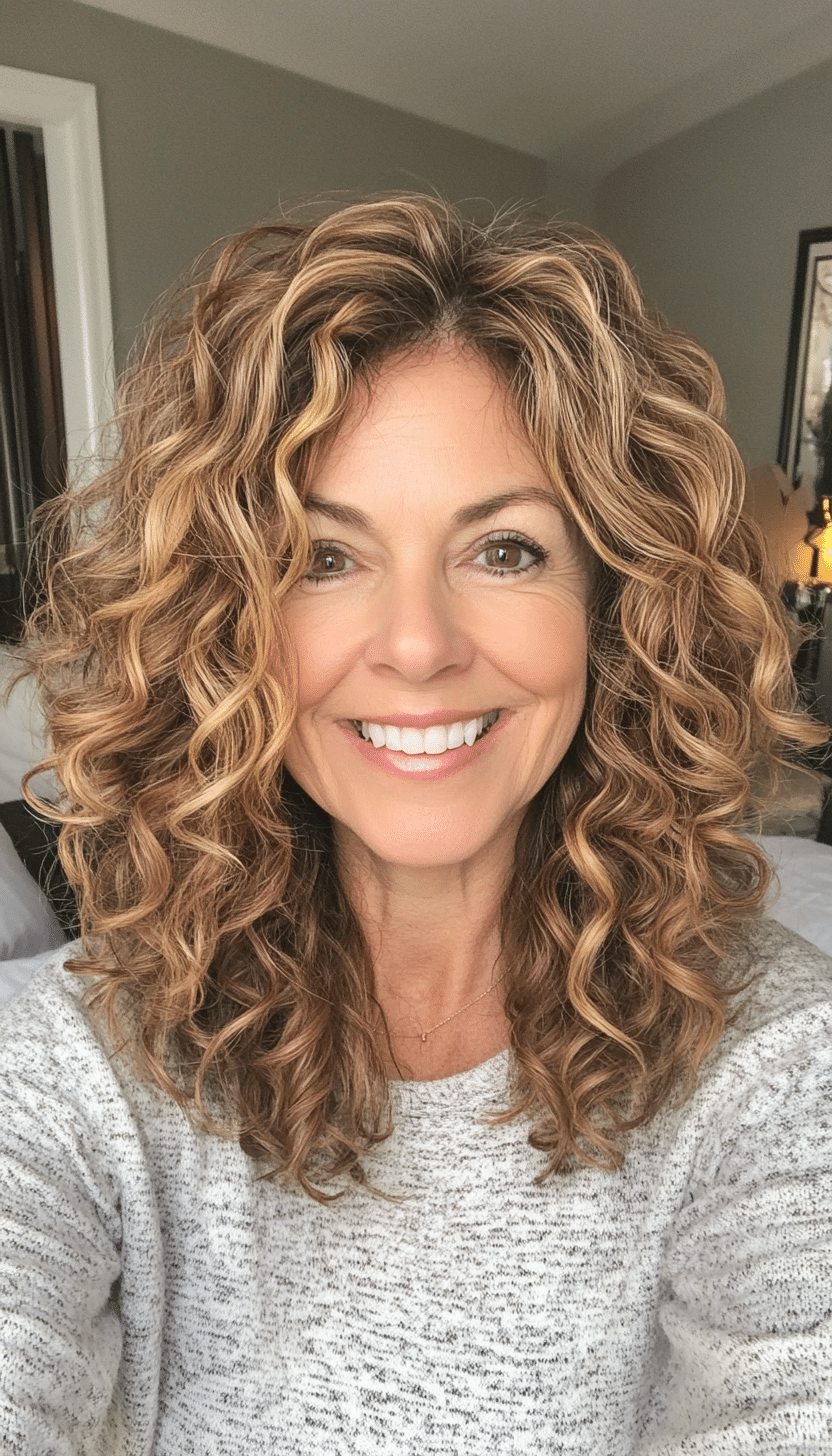8. Curly Taper in Golden Brown (Haircuts For Older Women With Thinning Hair) - Haircuts For Older Women With Thinning Hair