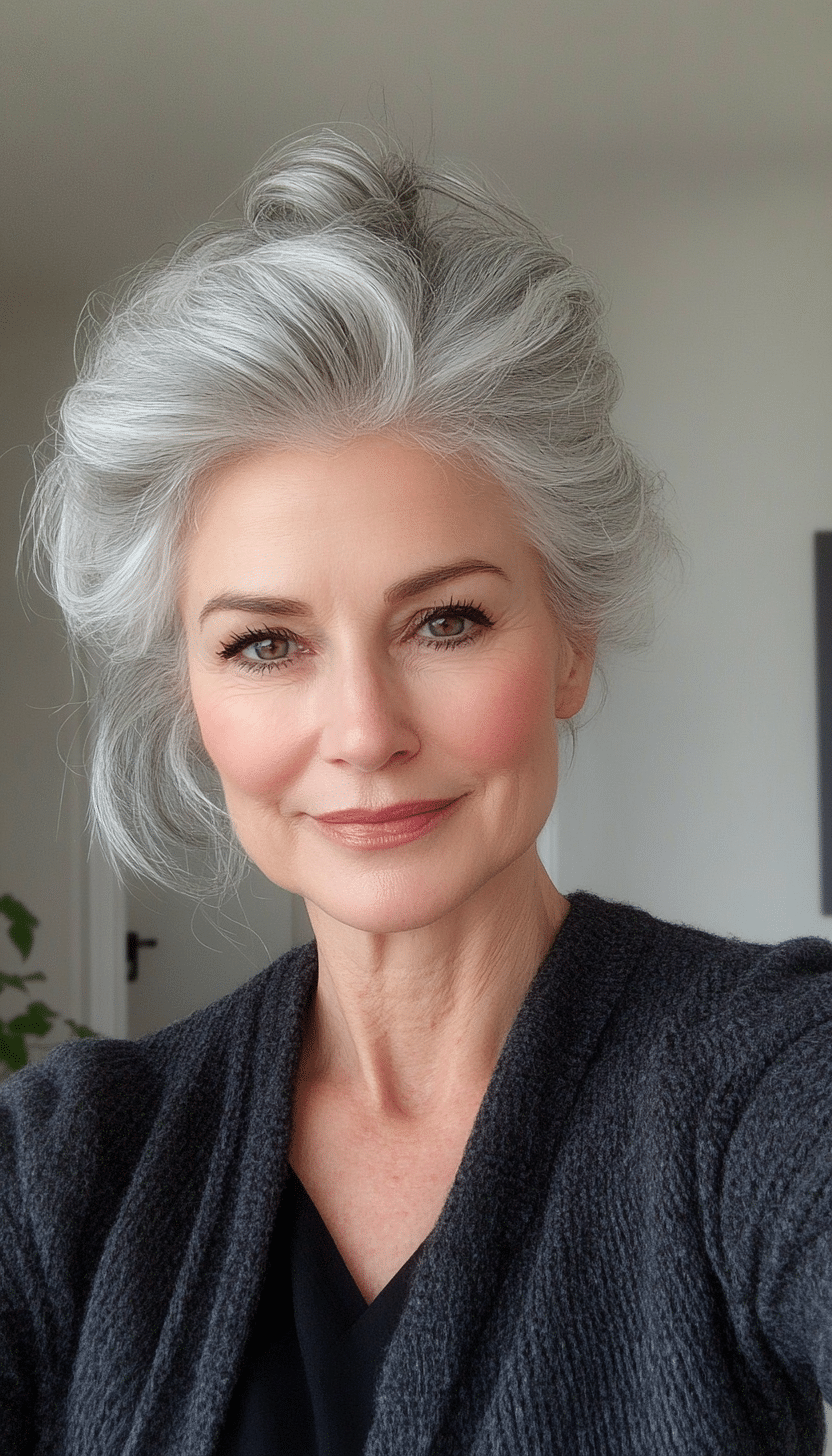 17. Elegant Updo in Salt and Pepper (Haircuts For Older Women With Thinning Hair) - Haircuts For Older Women With Thinning Hair