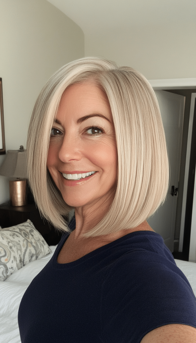 19. Structured Bob in Sunny Blonde (Haircuts For Older Women With Thinning Hair) - Haircuts For Older Women With Thinning Hair