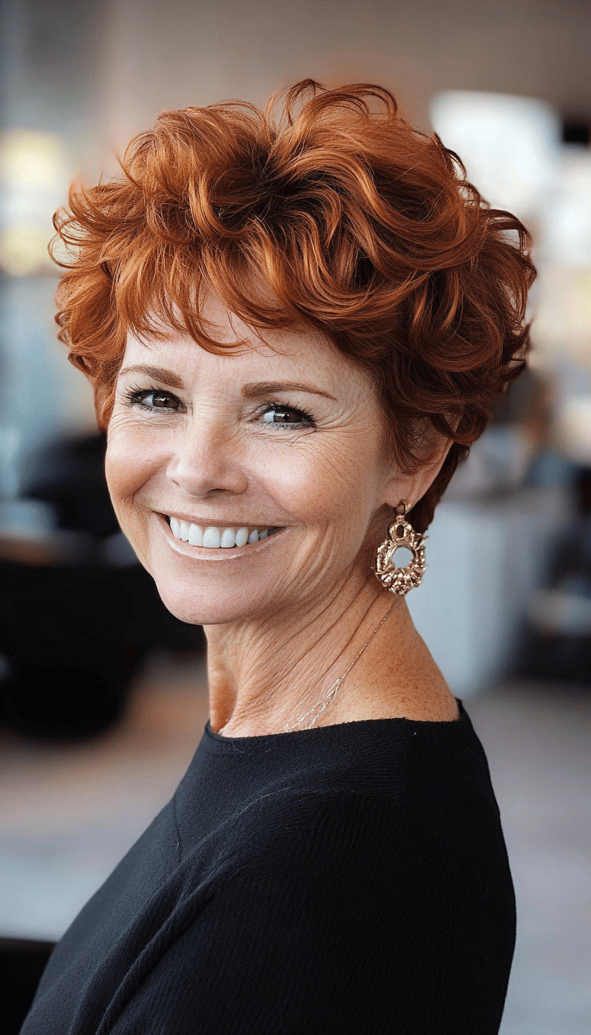 20. Wavy Pixie in Copper (Haircuts For Older Women With Thinning Hair) - Haircuts For Older Women With Thinning Hair