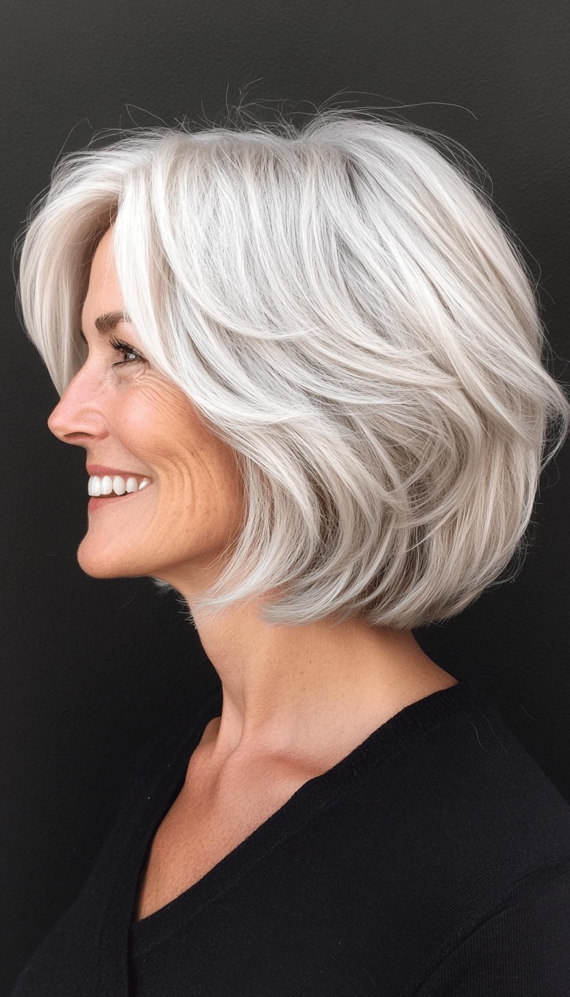 21. Tousled Bob in Soft Platinum (Haircuts For Older Women With Thinning Hair) - Haircuts For Older Women With Thinning Hair