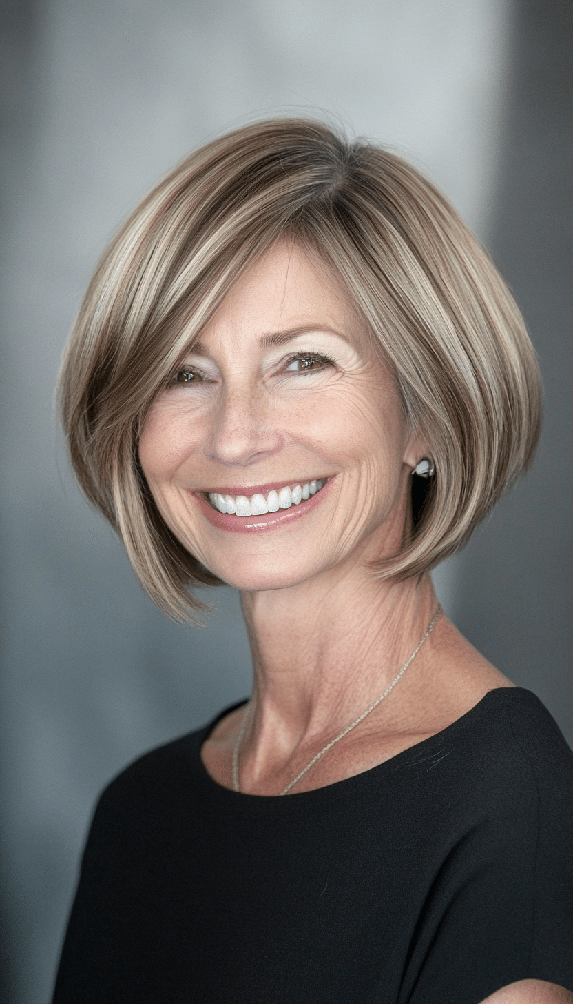 1. Soft Tapered Bob - Light Brown (Hairstyles For Women Over 60 Thin Hair) - Hairstyles For Women Over 60 Thin Hair