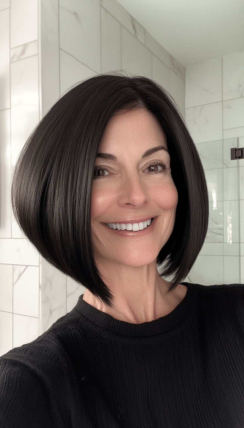 4. Sleek Side Part - Black (Hairstyles For Women Over 60 Thin Hair) - Hairstyles For Women Over 60 Thin Hair