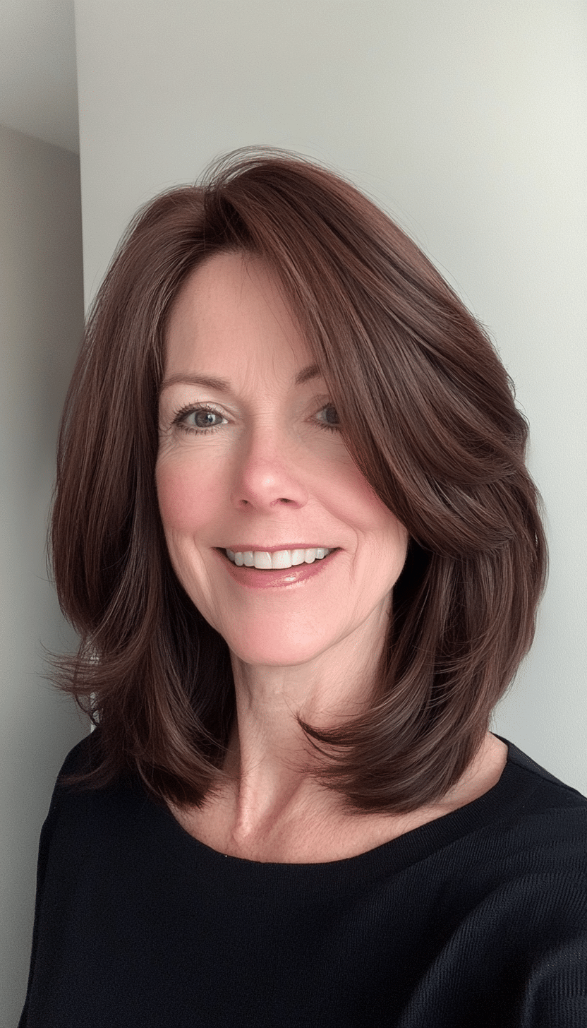 14. Bouncy Shoulder Cut - Dark Chestnut (Hairstyles For Women Over 60 Thin Hair) - Hairstyles For Women Over 60 Thin Hair