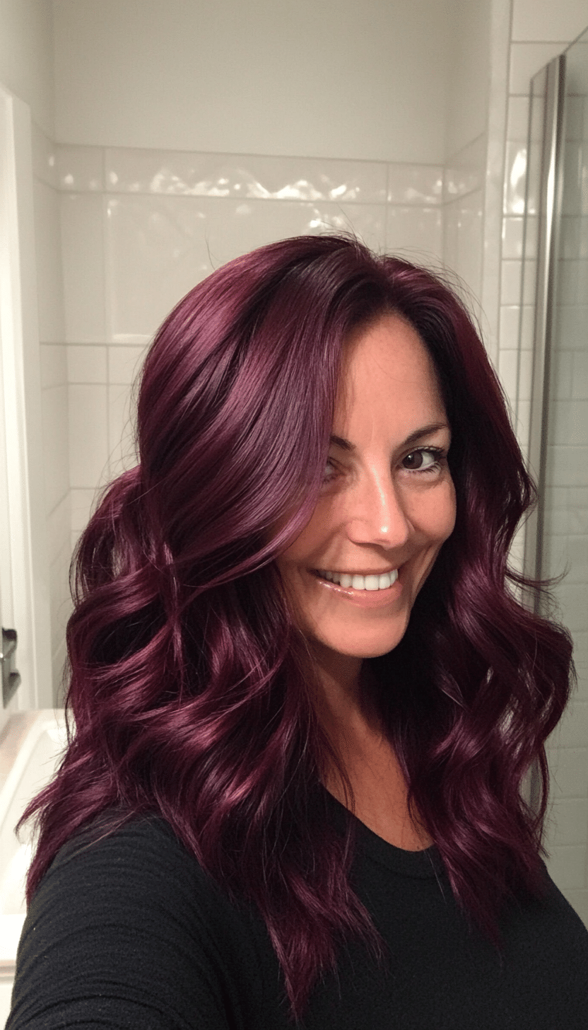 17. Glamorous Waves - Rich Burgundy (Hairstyles For Women Over 60 Thin Hair) - Hairstyles For Women Over 60 Thin Hair