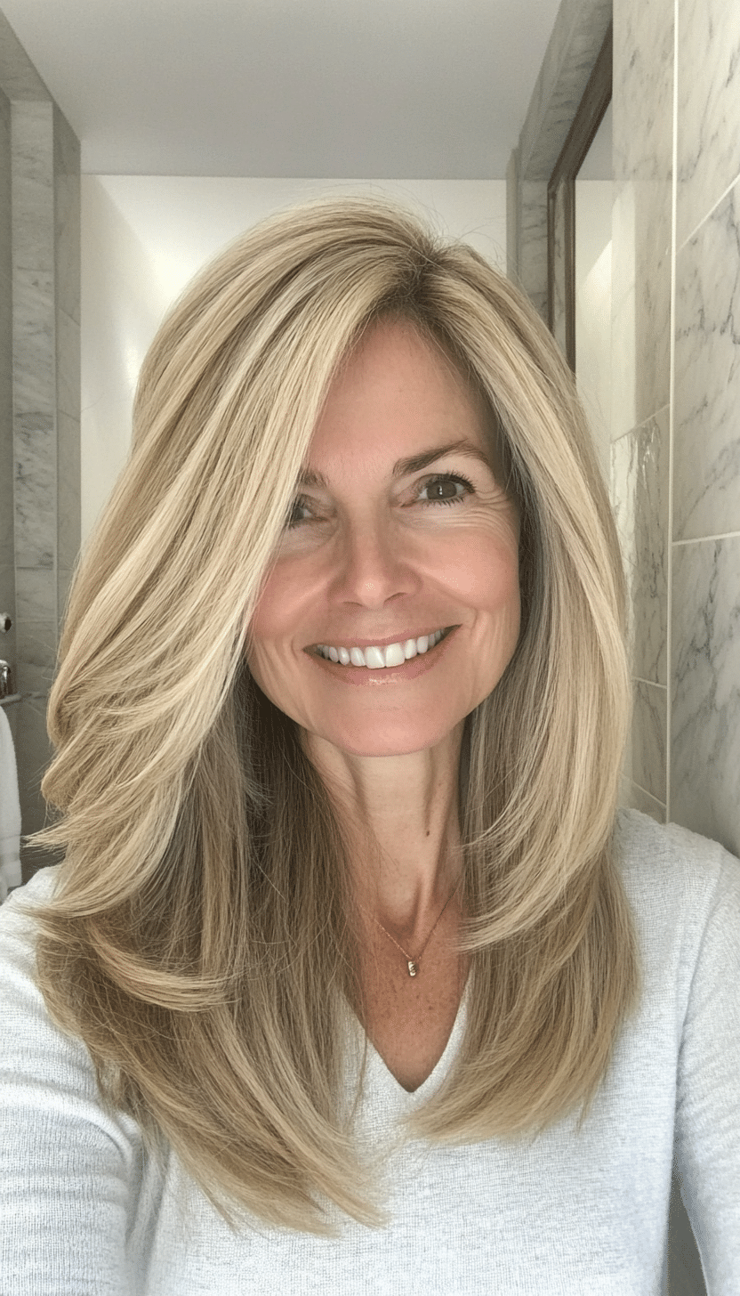 18. Casual Layered Cut - Sandy Blonde (Hairstyles For Women Over 60 Thin Hair) - Hairstyles For Women Over 60 Thin Hair