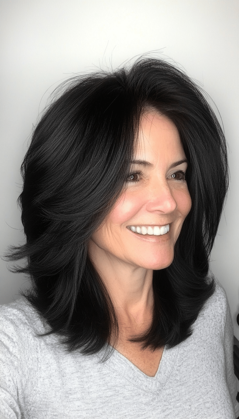21. Modern Shag - Jet Black (Hairstyles For Women Over 60 Thin Hair) - Hairstyles For Women Over 60 Thin Hair