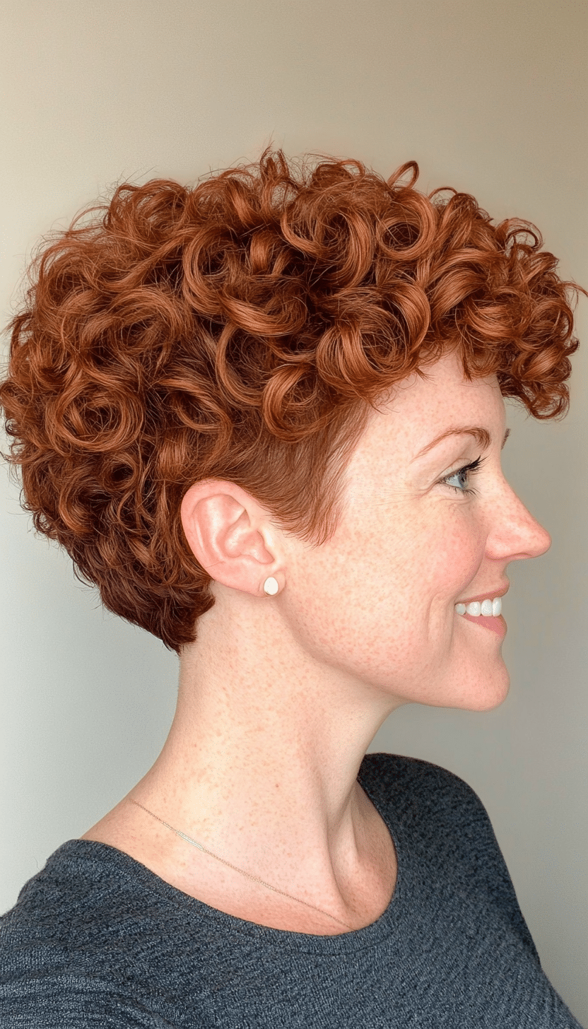 1. Auburn Curly Pixie (Short Curly Hairstyles For Women) - Short Curly Hairstyles For Women