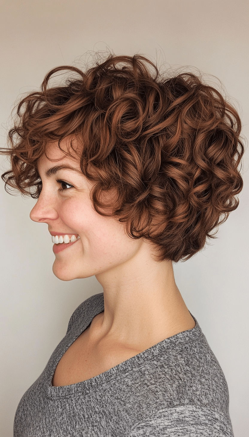 4. Chestnut Curly Layered Crop (Short Curly Hairstyles For Women) - Short Curly Hairstyles For Women