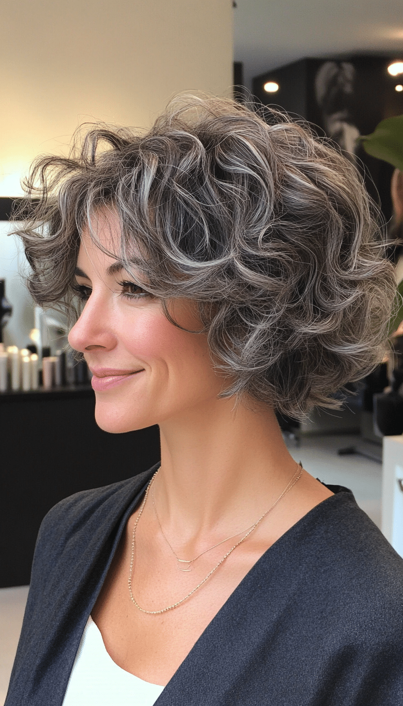 5. Natural Grey Curly Shag (Short Curly Hairstyles For Women) - Short Curly Hairstyles For Women