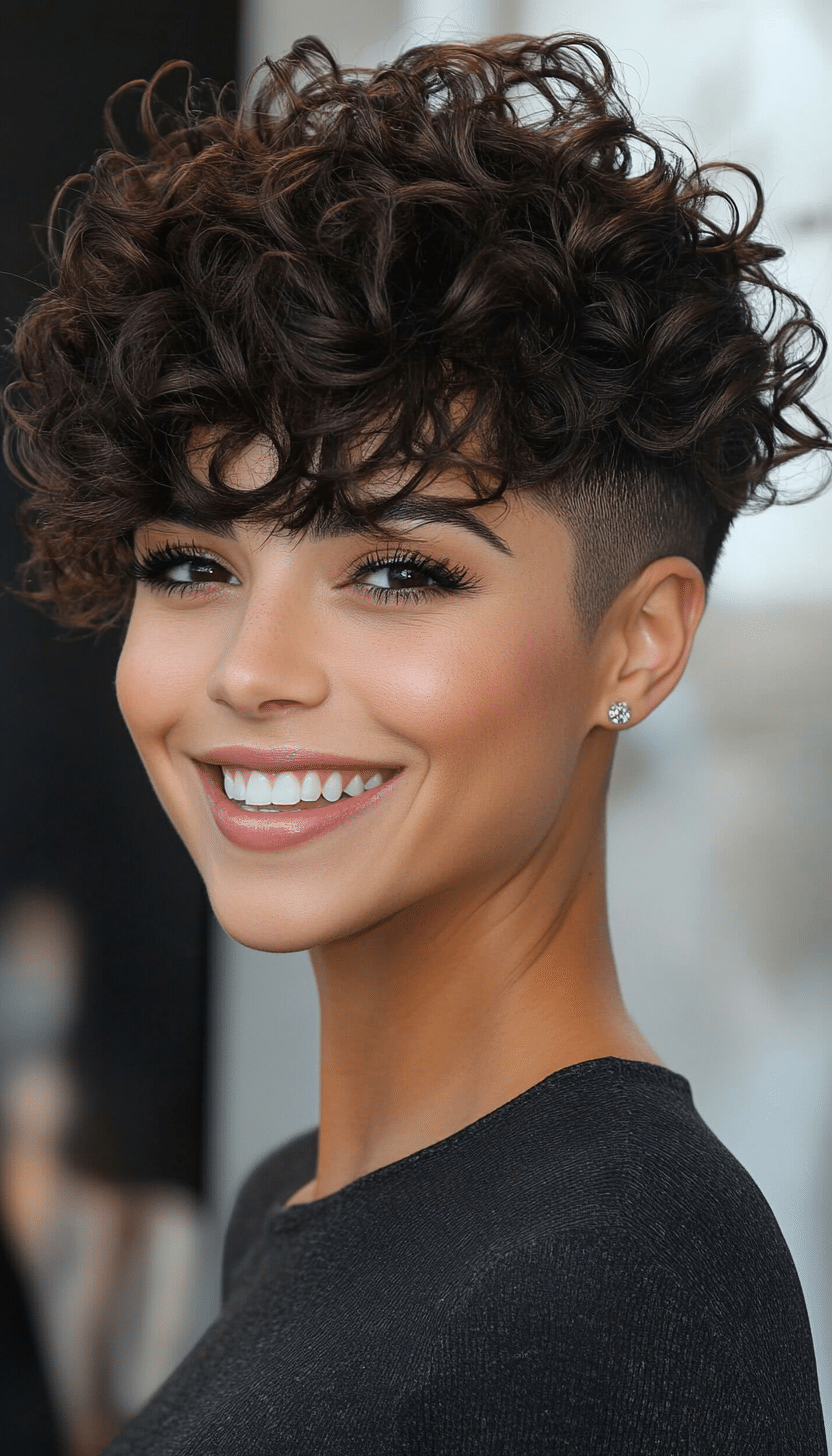 6. Dark Brown Short Curly Undercut (Short Curly Hairstyles For Women) - Short Curly Hairstyles For Women