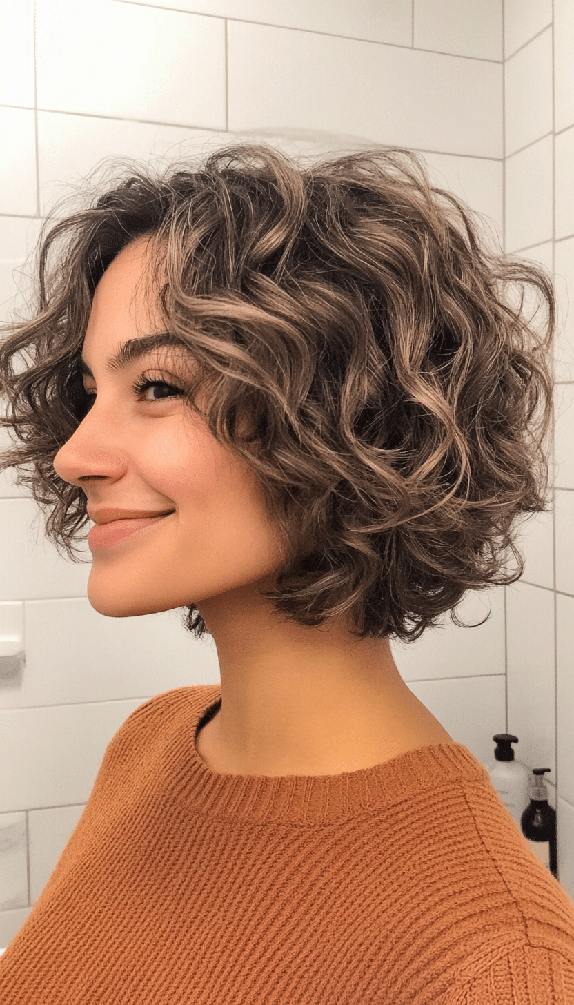19. Medium Ash Curly Shaggy Bob (Short Curly Hairstyles For Women) - Short Curly Hairstyles For Women