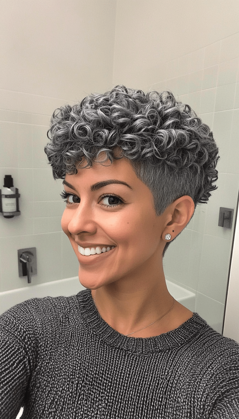 22. Ash Grey Curly Pixie Cut (Short Curly Hairstyles For Women) - Short Curly Hairstyles For Women