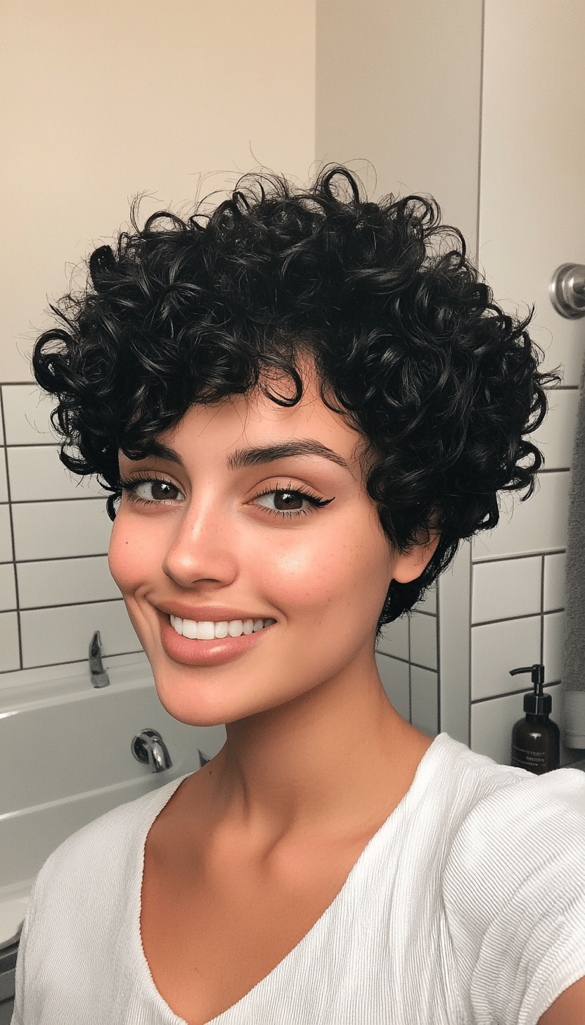 25. Jet Black Curly Textured Pixie (Short Curly Hairstyles For Women) - Short Curly Hairstyles For Women
