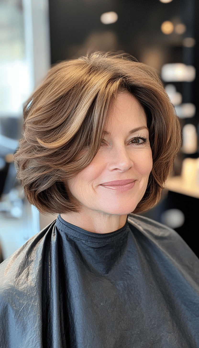 2. Classic Chestnut Bob (Layered Haircuts For Women Over 50) - Layered Haircuts For Women Over 50