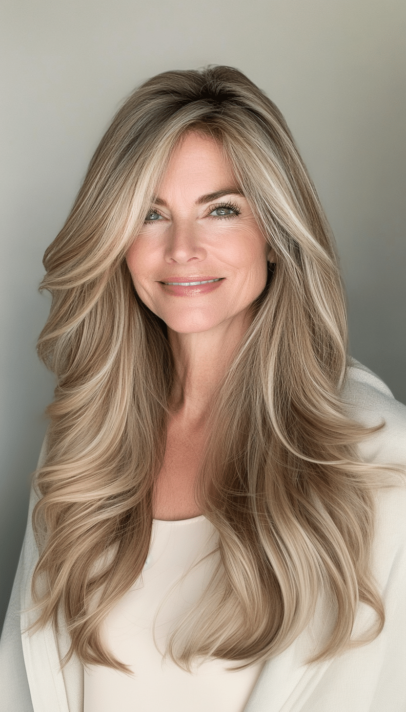 6. Sandy Blonde Long Layers (Layered Haircuts For Women Over 50) - Layered Haircuts For Women Over 50