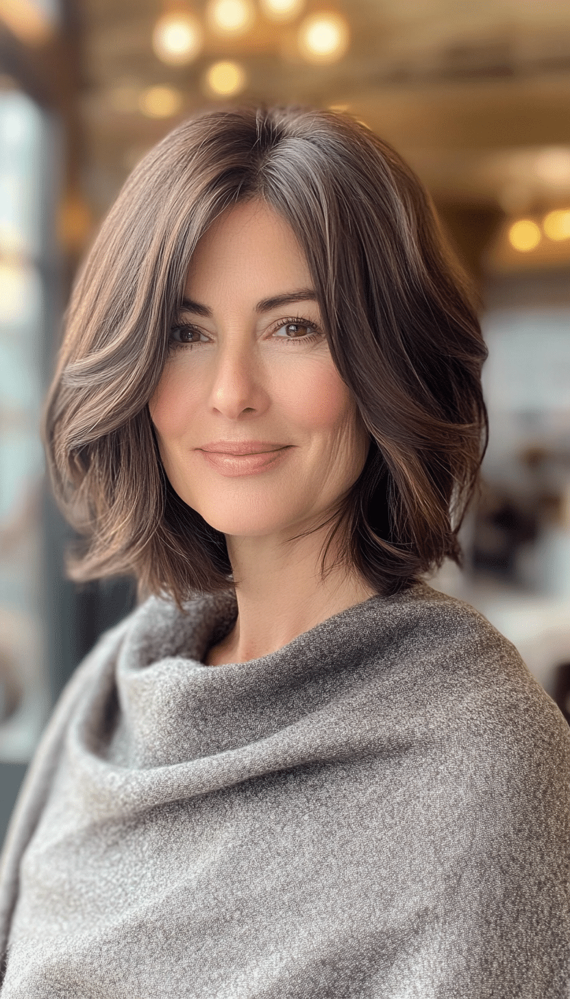 7. Espresso Brown Layered Bob (Layered Haircuts For Women Over 50) - Layered Haircuts For Women Over 50