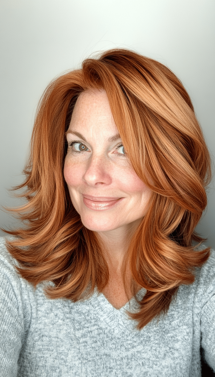 8. Coppery Layered Shoulder Cut (Layered Haircuts For Women Over 50) - Layered Haircuts For Women Over 50