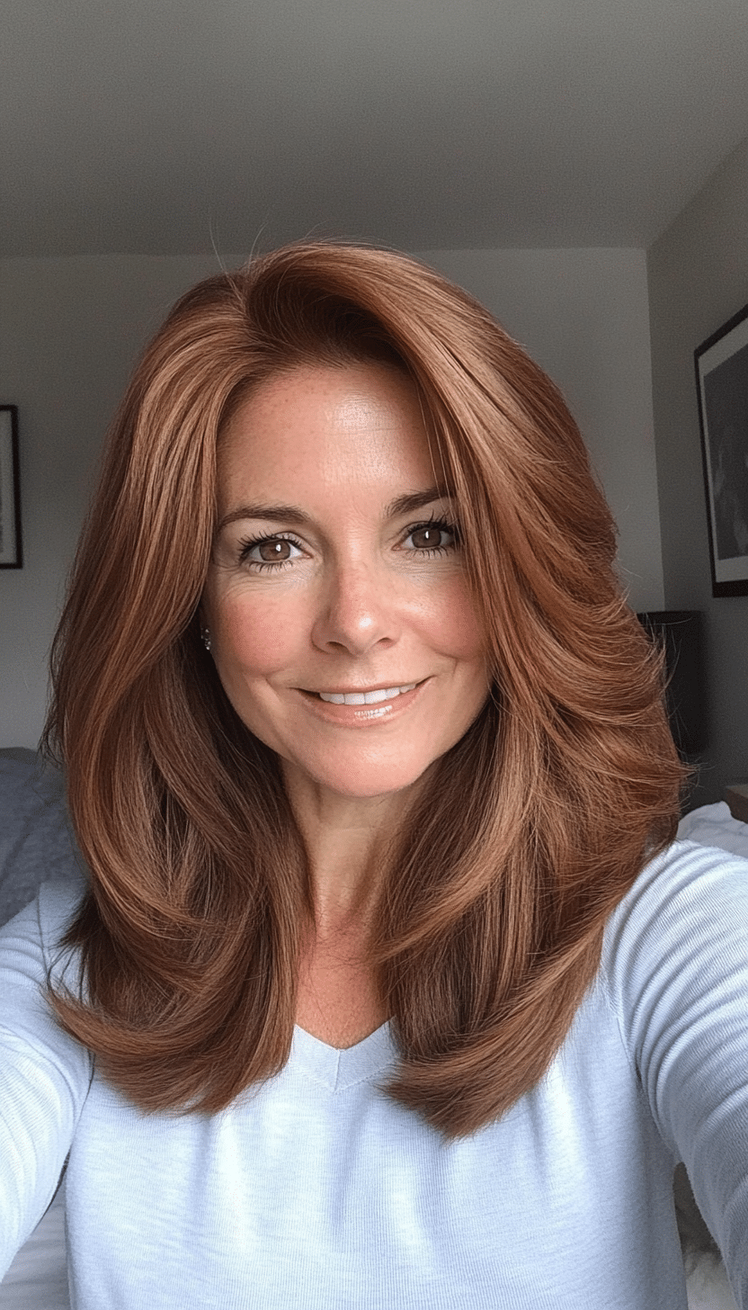 20. Chestnut Brown Voluminous Layers (Layered Haircuts For Women Over 50) - Layered Haircuts For Women Over 50