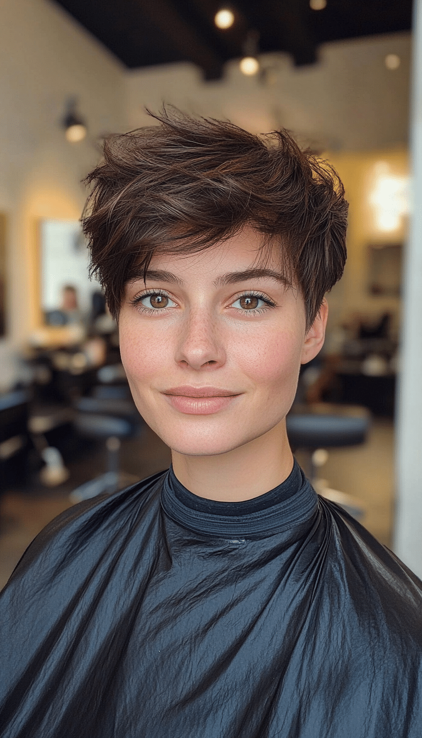 23. Short Natural Brown Pixie (Very Short Pixie Haircuts) - Very Short Pixie Haircuts