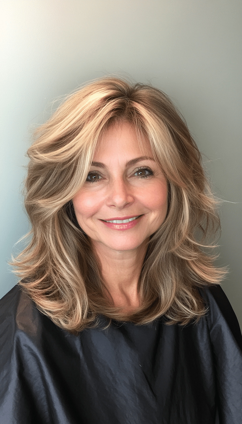 2. Caramel Blonde Shaggy Layers (Layered Haircuts For Women Over 60) - Layered Haircuts For Women Over 60