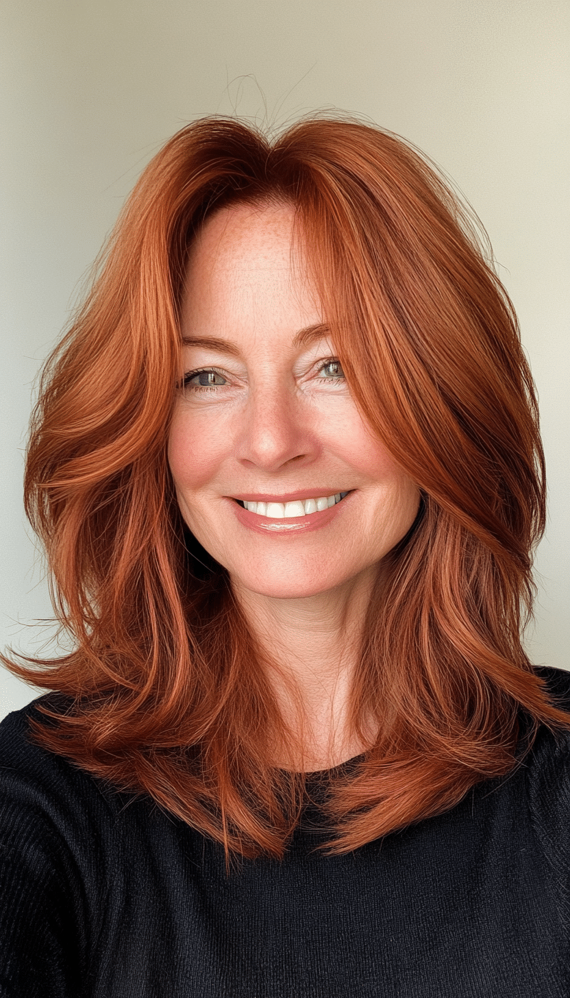 3. Auburn Shoulder-length Layers (Layered Haircuts For Women Over 60) - Layered Haircuts For Women Over 60