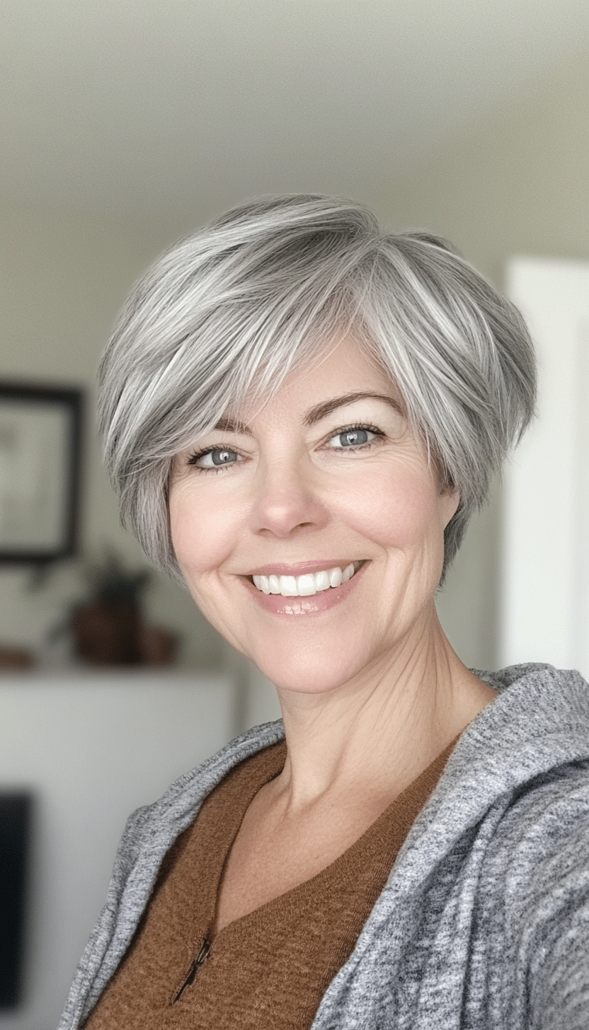 7. Soft Gray Pixie Layers (Layered Haircuts For Women Over 60) - Layered Haircuts For Women Over 60