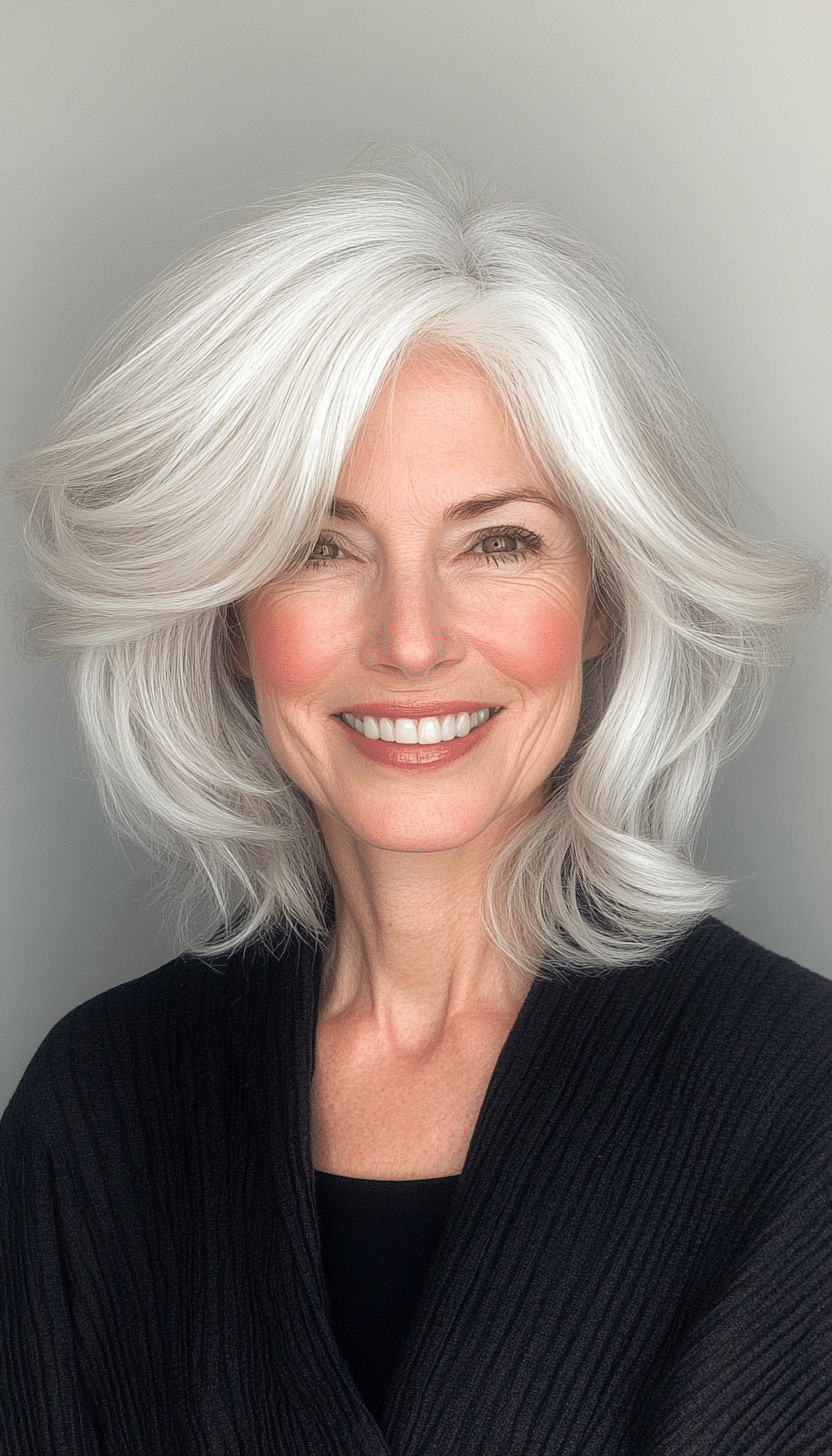 13. White Blended Layers (Layered Haircuts For Women Over 60) - Layered Haircuts For Women Over 60