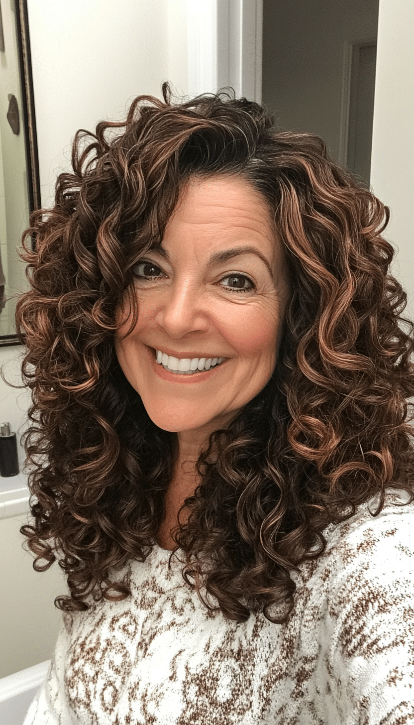 14. Espresso Brown Curly Layers (Layered Haircuts For Women Over 60) - Layered Haircuts For Women Over 60