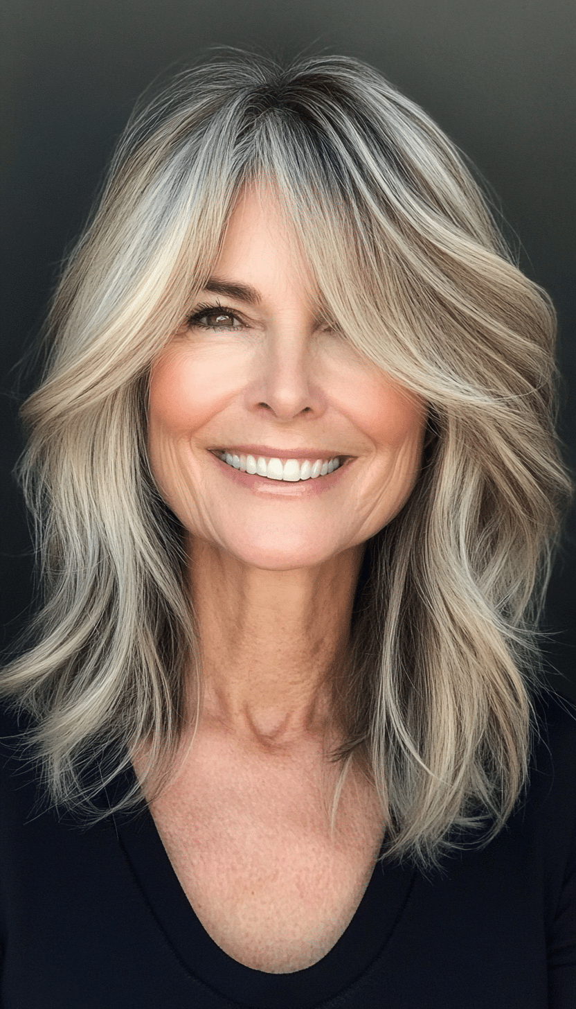 26. Dark Blonde Wispy Medium Layers (Layered Haircuts For Women Over 60) - Layered Haircuts For Women Over 60