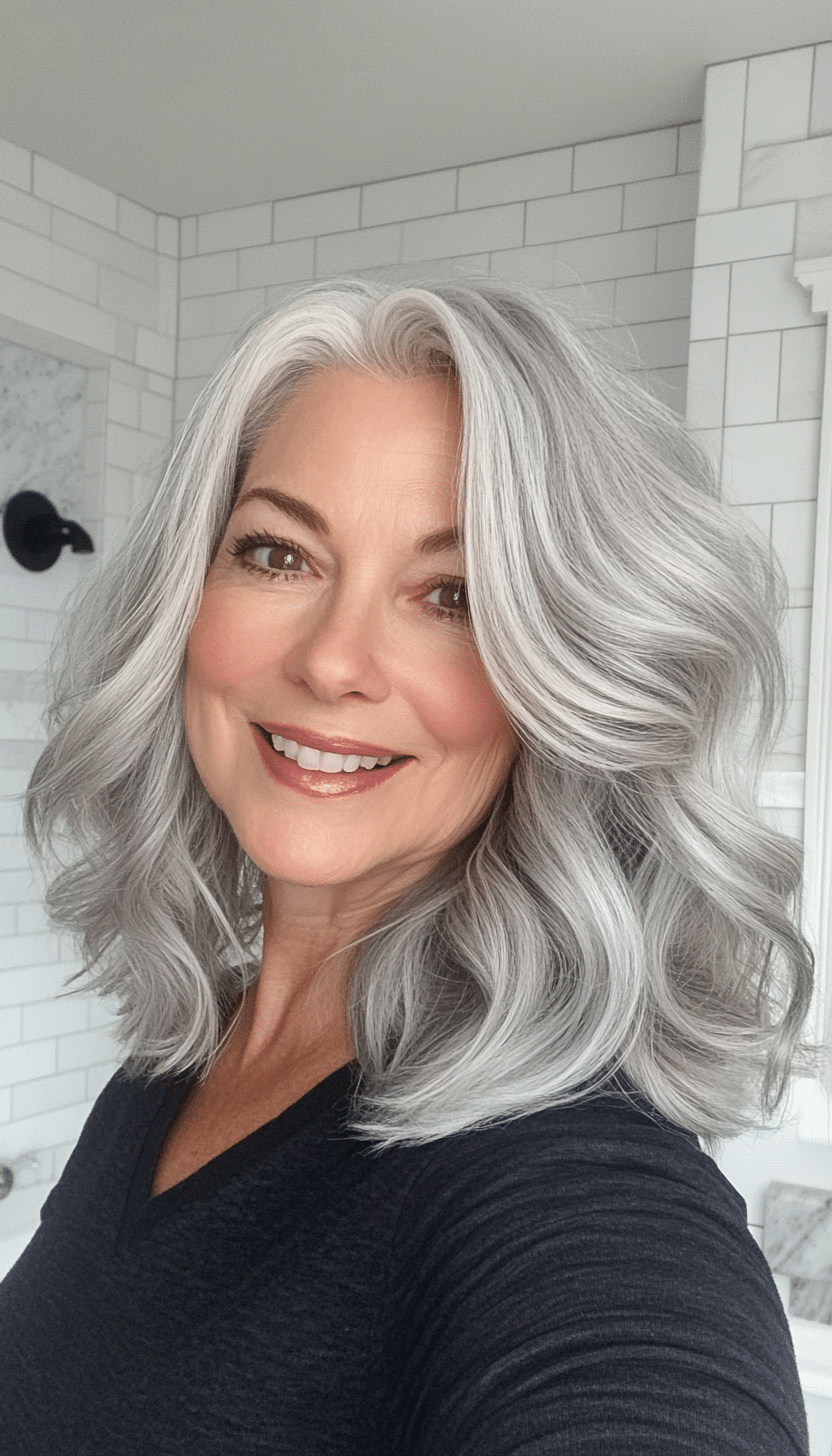 4. Platinum Gray Soft Waves (Hairstyles For Older Women) - Hairstyles For Older Women