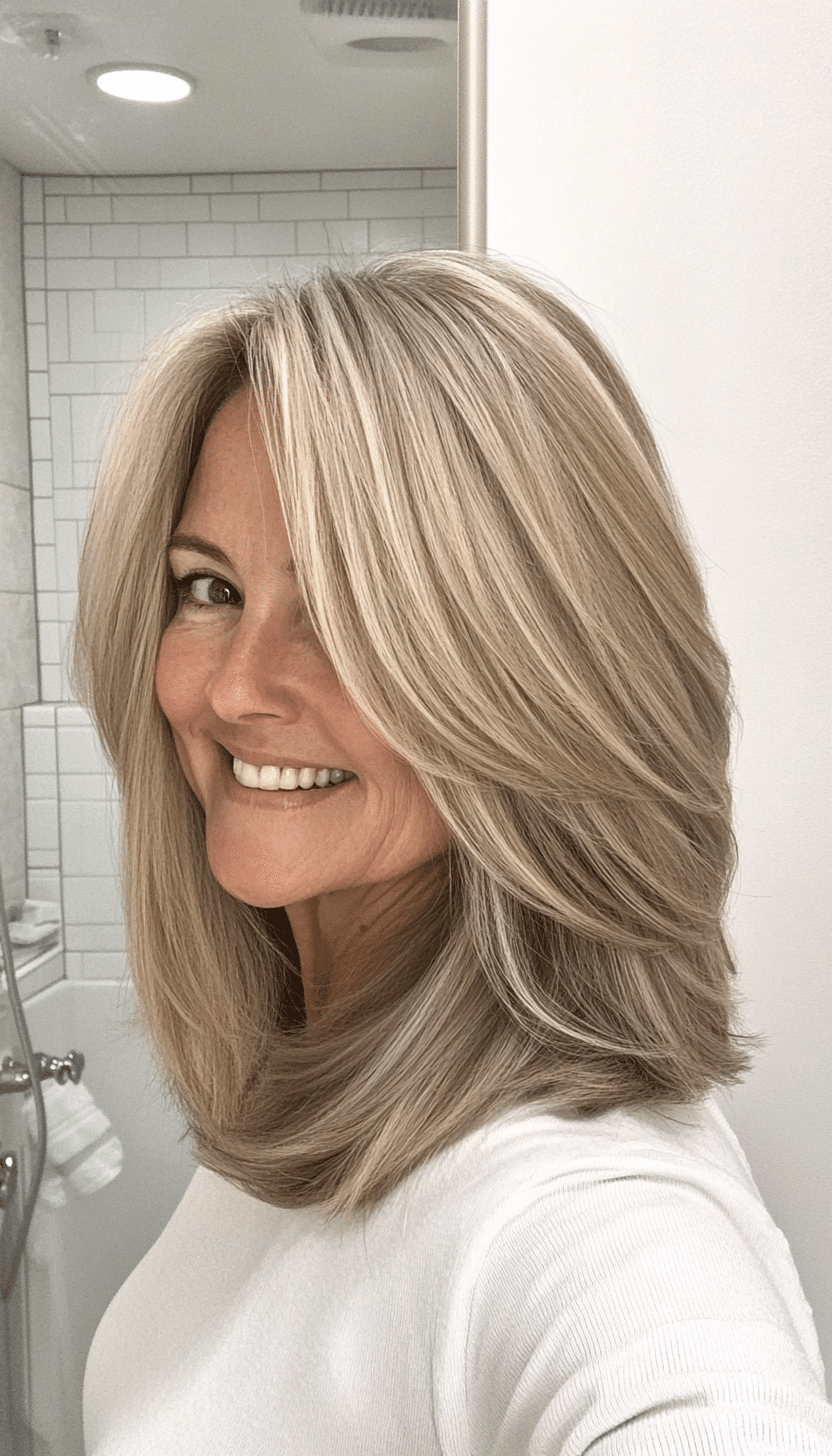 7. Ash Blonde Shoulder Grazing Layers (Hairstyles For Older Women) - Hairstyles For Older Women