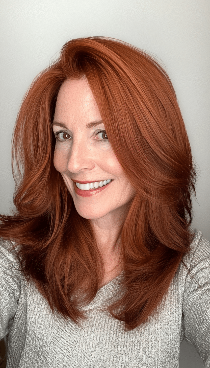 9. Auburn Graduated Layers (Hairstyles For Older Women) - Hairstyles For Older Women