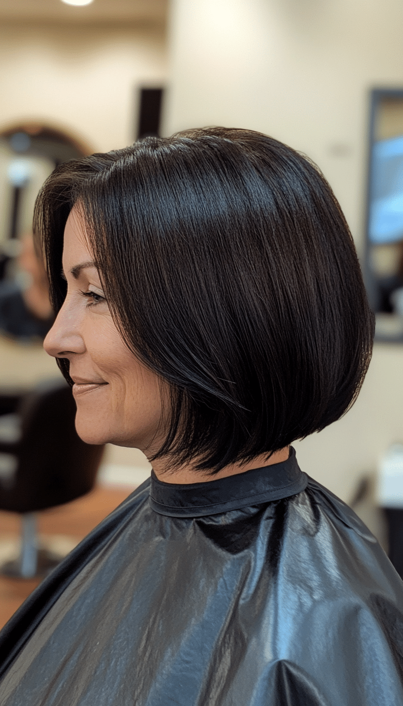 10. Rich Black Smooth Bob (Hairstyles For Older Women) - Hairstyles For Older Women