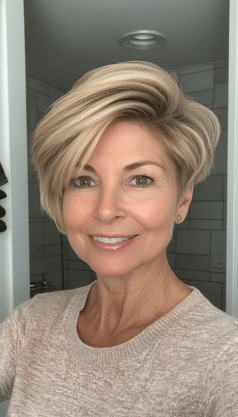 12. Honey Blonde Soft Pixie (Hairstyles For Older Women) - Hairstyles For Older Women