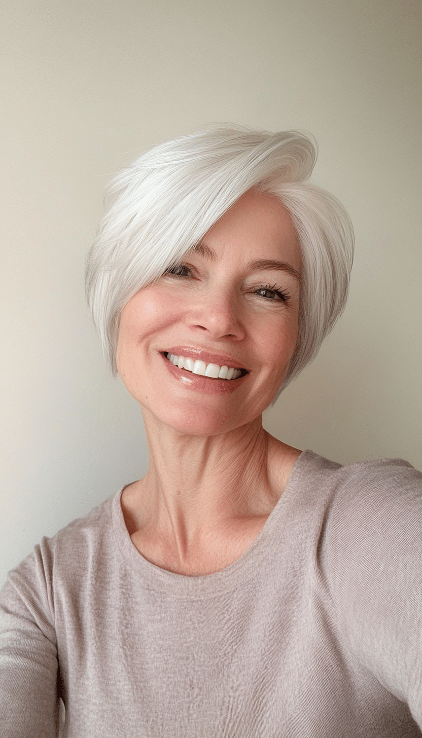 14. White Silver Short Crop (Hairstyles For Older Women) - Hairstyles For Older Women