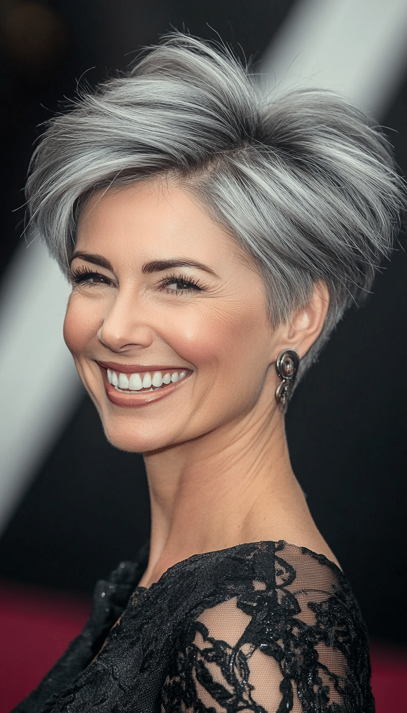 17. Ash Gray Modern Pixie (Hairstyles For Older Women) - Hairstyles For Older Women
